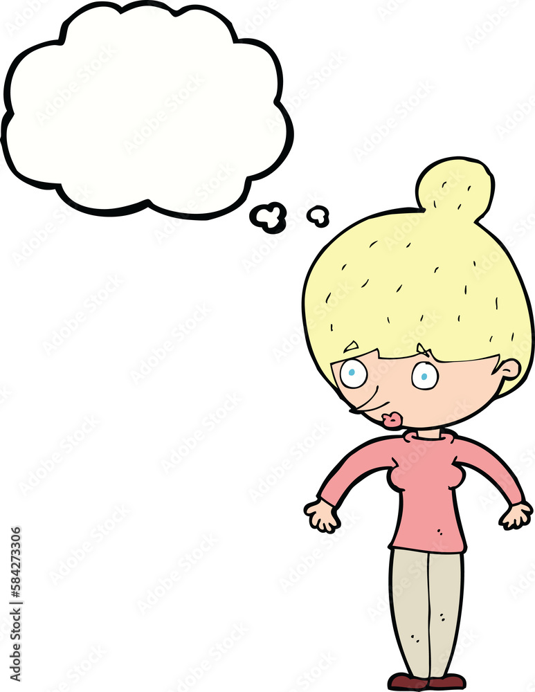 cartoon woman staring with thought bubble cartoon woman staring with thought bubble