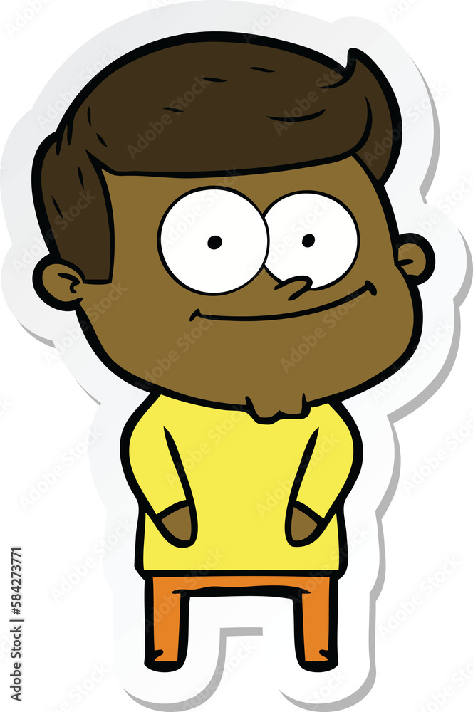 sticker of a cartoon happy man