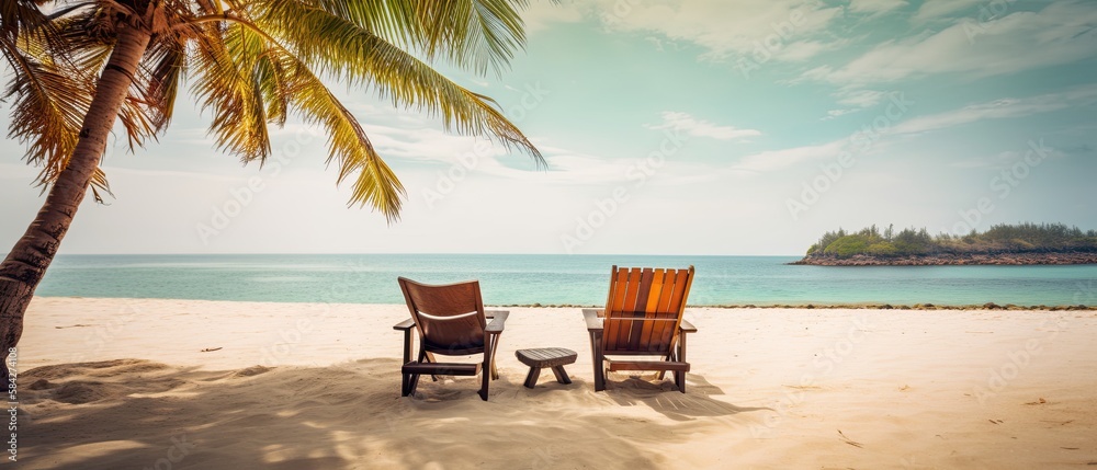 Obraz premium beach with palm trees ,Generative AI.