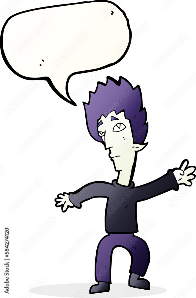 Fototapeta premium cartoon vampire man with speech bubble