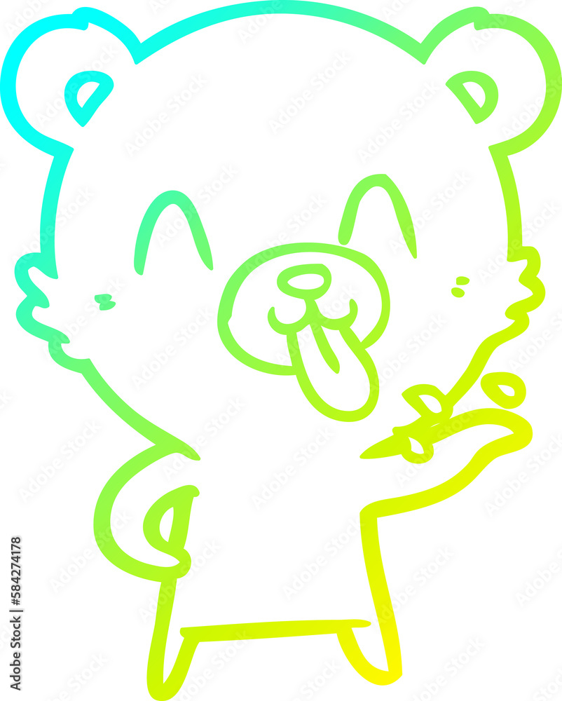 cold gradient line drawing rude cartoon bear cold gradient line drawing rude cartoon bear