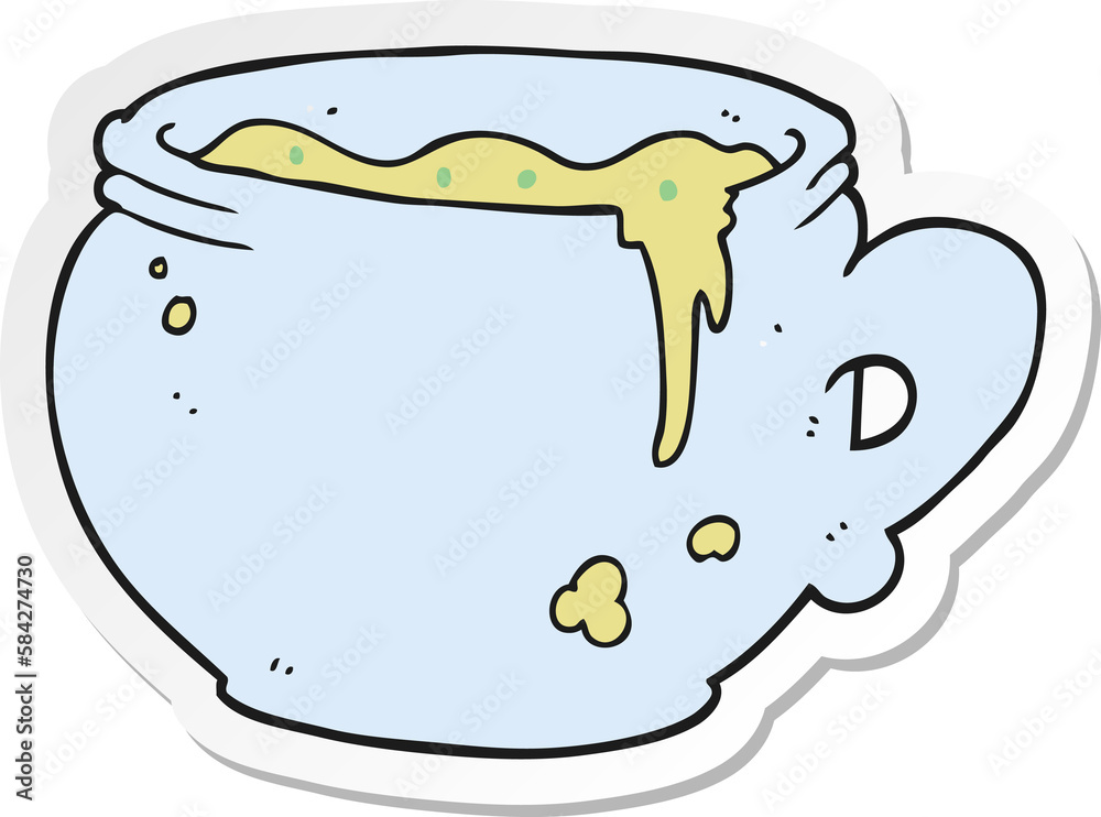 sticker of a cartoon mug of soup sticker of a cartoon mug of soup