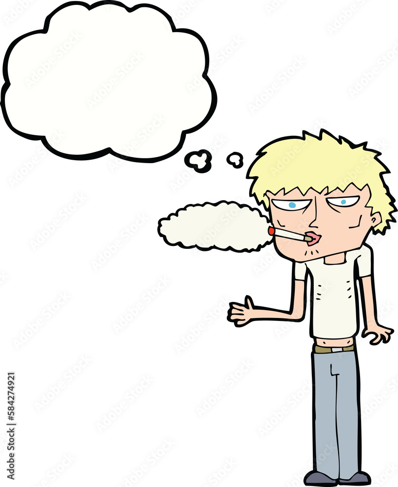 cartoon smoker with thought bubble cartoon smoker with thought bubble