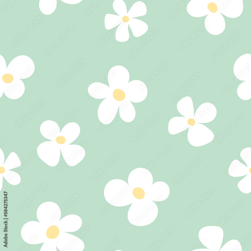 Seamless childish pattern with flowers. Background with creative decorative flowers in cartoon style. Seamless childish pattern with flowers. Background with creative decorative flowers in cartoon style.