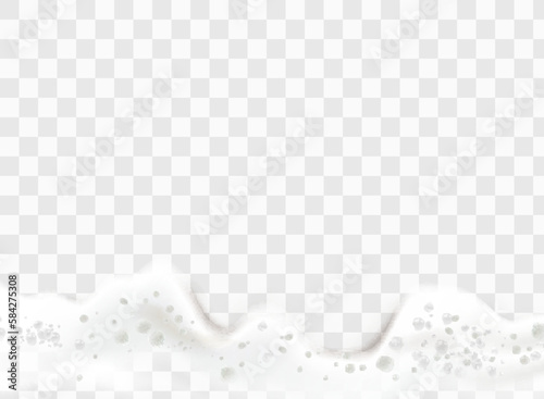 3d foam water, water with soap bubbles on a white background. Vector illustration.
