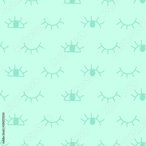 Hand drawn seamless pattern with close and open eyes. Design for wrapping paper. Eye pattern background.