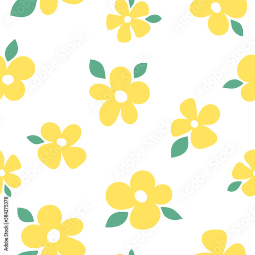 Yellow flowers seamless pattern. Floral background. Modern design for paper, cover, fabric, interior decor and other users. © jullyromas