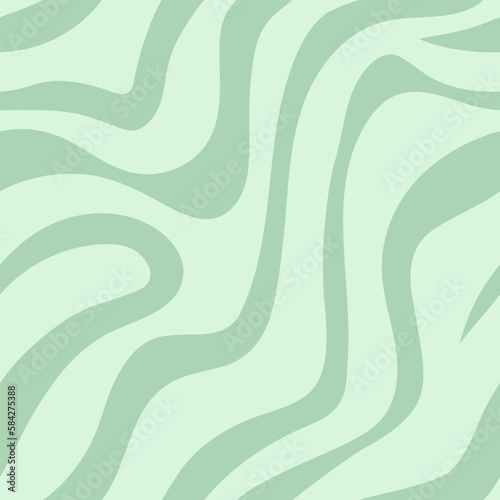 Seamless pattern with abstract stripes. Green optical art wave line background. Vector illustration