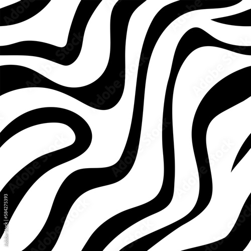 Seamless black and white zebra fur pattern. Stylish wild zebra print. Animal print background for fabric, textile, design, advertising banner.