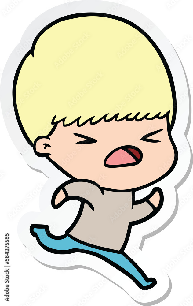 sticker of a cartoon stressed man