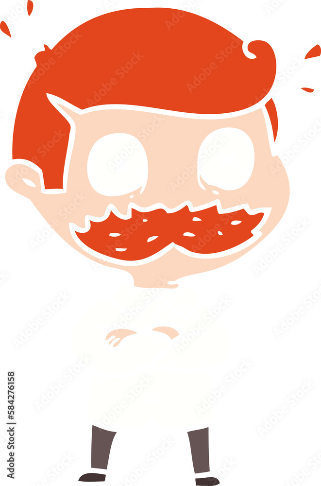 flat color style cartoon man with mustache shocked flat color style cartoon man with mustache shocked
