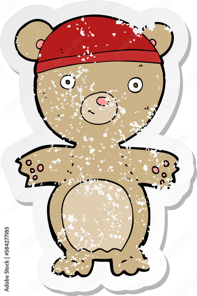 retro distressed sticker of a cartoon teddy bear