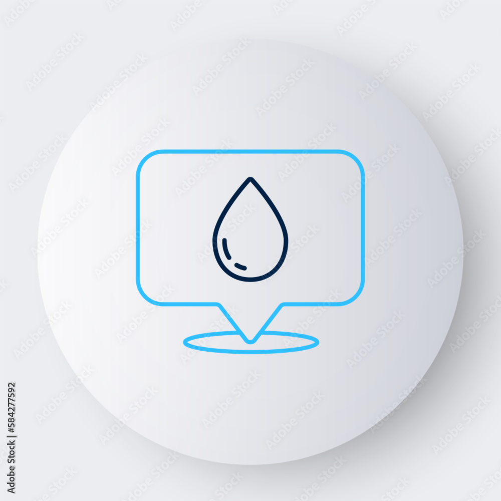 Line Water drop with location icon isolated on white background. Colorful outline concept. Vector Line Water drop with location icon isolated on white background. Colorful outline concept. Vector