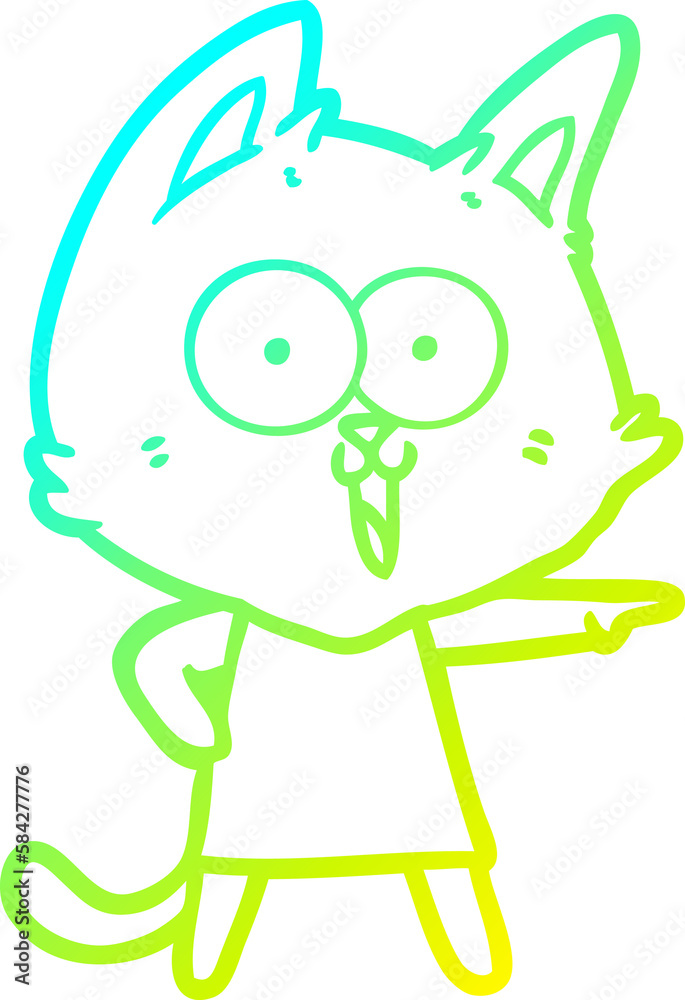 cold gradient line drawing funny cartoon cat cold gradient line drawing funny cartoon cat