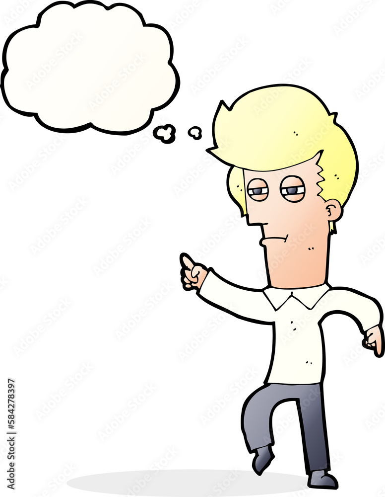 cartoon man accusing with thought bubble cartoon man accusing with thought bubble