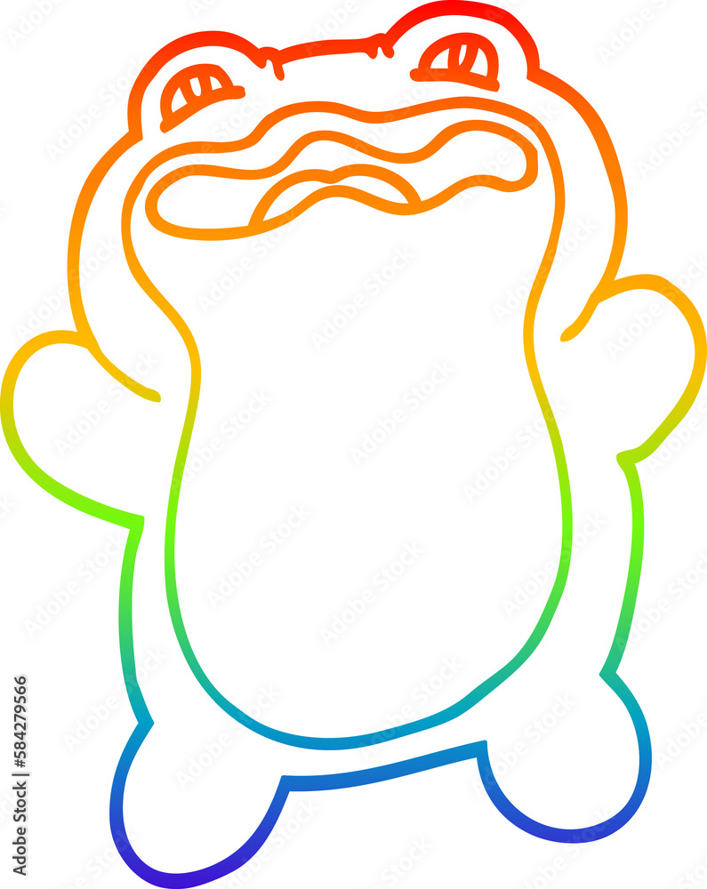 rainbow gradient line drawing funny cartoon frog