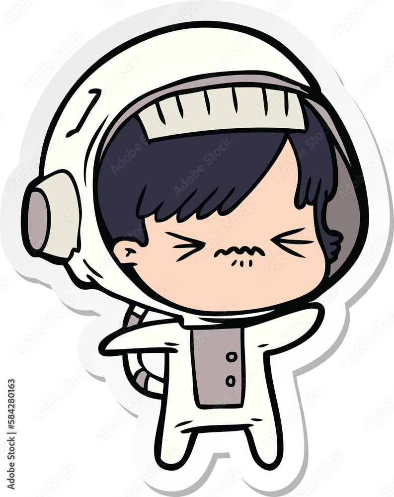 sticker of a cartoon astronaut woman