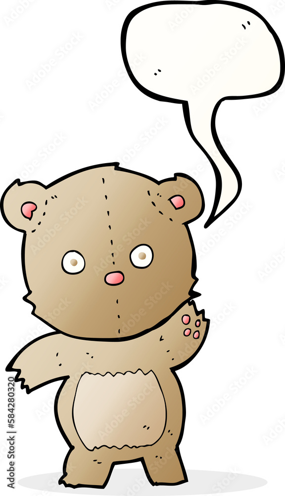 cartoon teddy bear with speech bubble