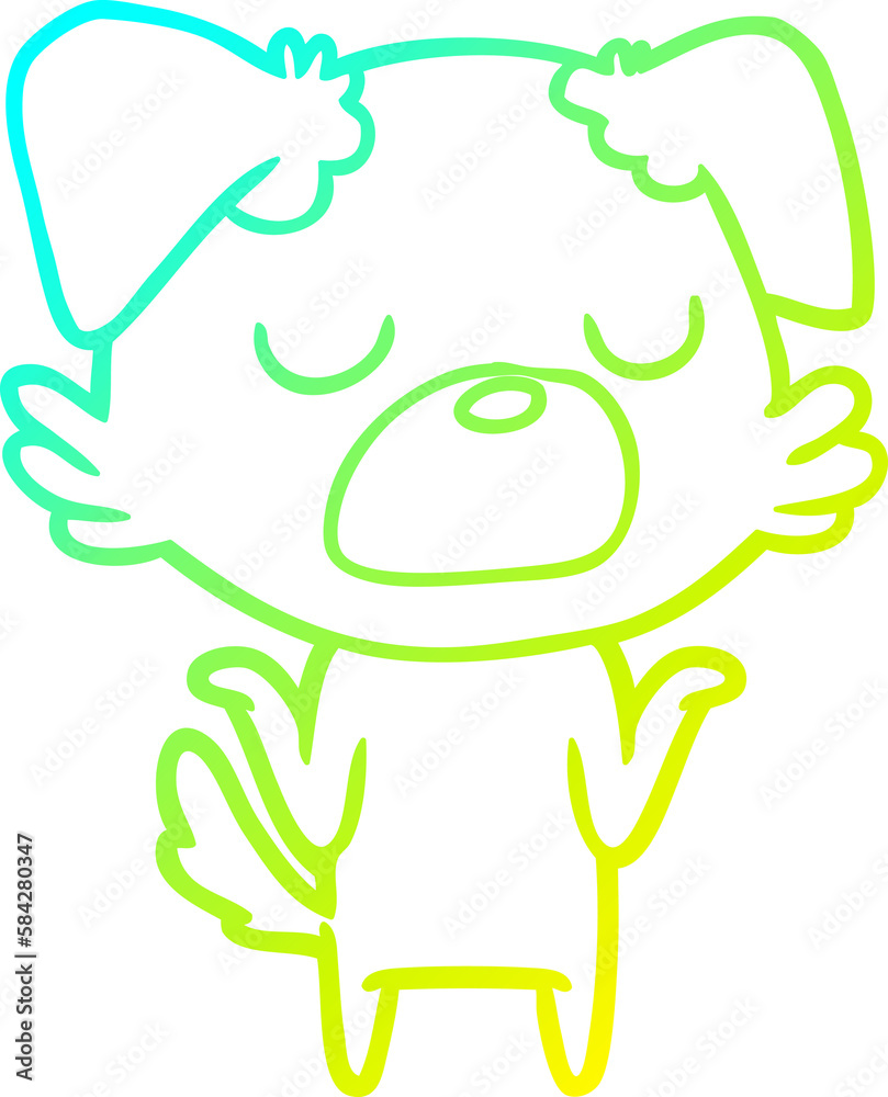 cold gradient line drawing cartoon dog shrugging shoulders