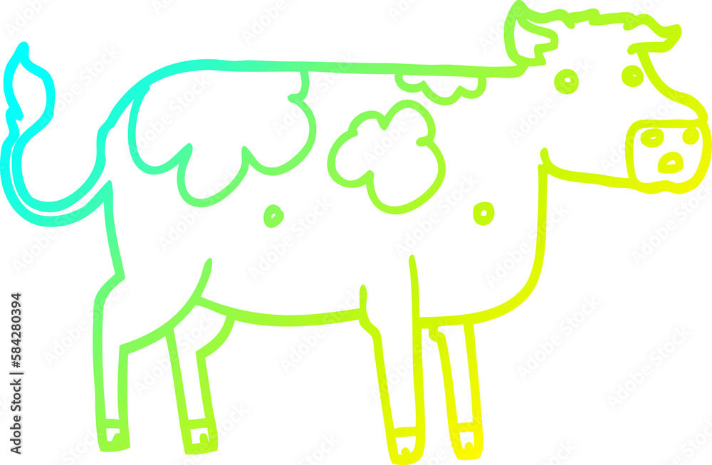 cold gradient line drawing cartoon cow cold gradient line drawing cartoon cow