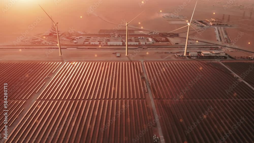 In this video we see a massive solar power plant stretching out across ...
