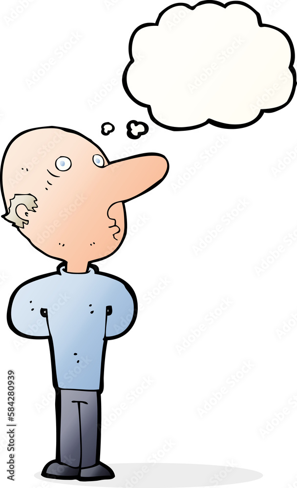 cartoon balding man with thought bubble cartoon balding man with thought bubble