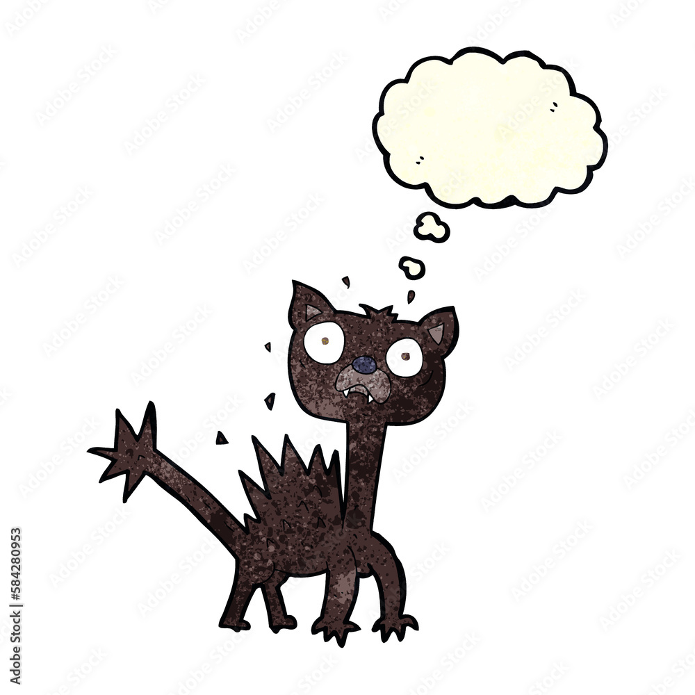 cartoon scared cat with thought bubble cartoon scared cat with thought bubble