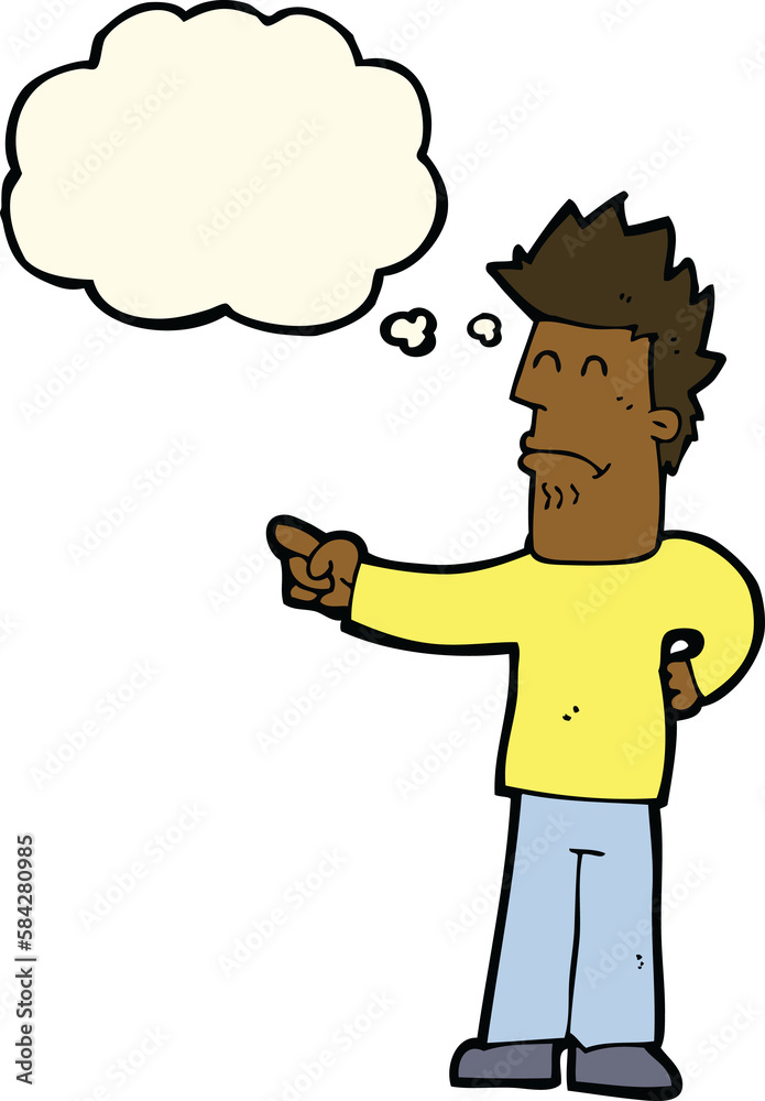 cartoon man pointing with thought bubble cartoon man pointing with thought bubble