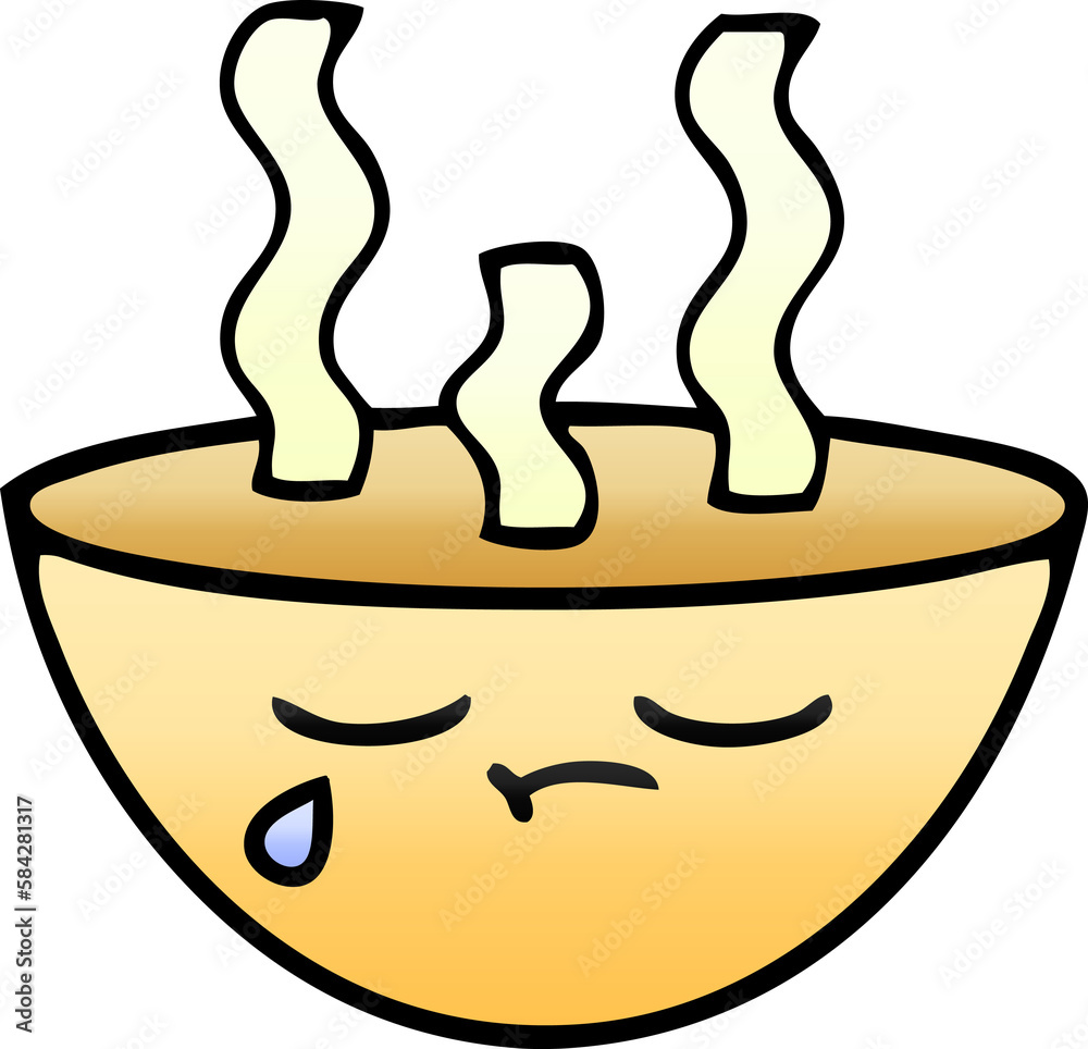 gradient shaded cartoon bowl of hot soup