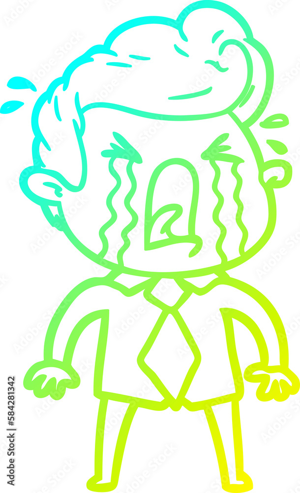 cold gradient line drawing cartoon crying man cold gradient line drawing cartoon crying man