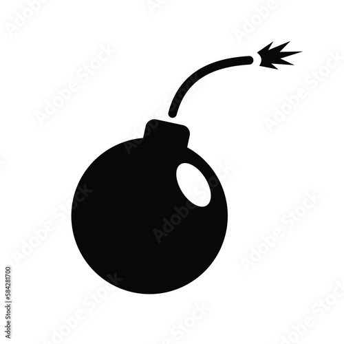 bomb simple icon, black and white, vector illustration 