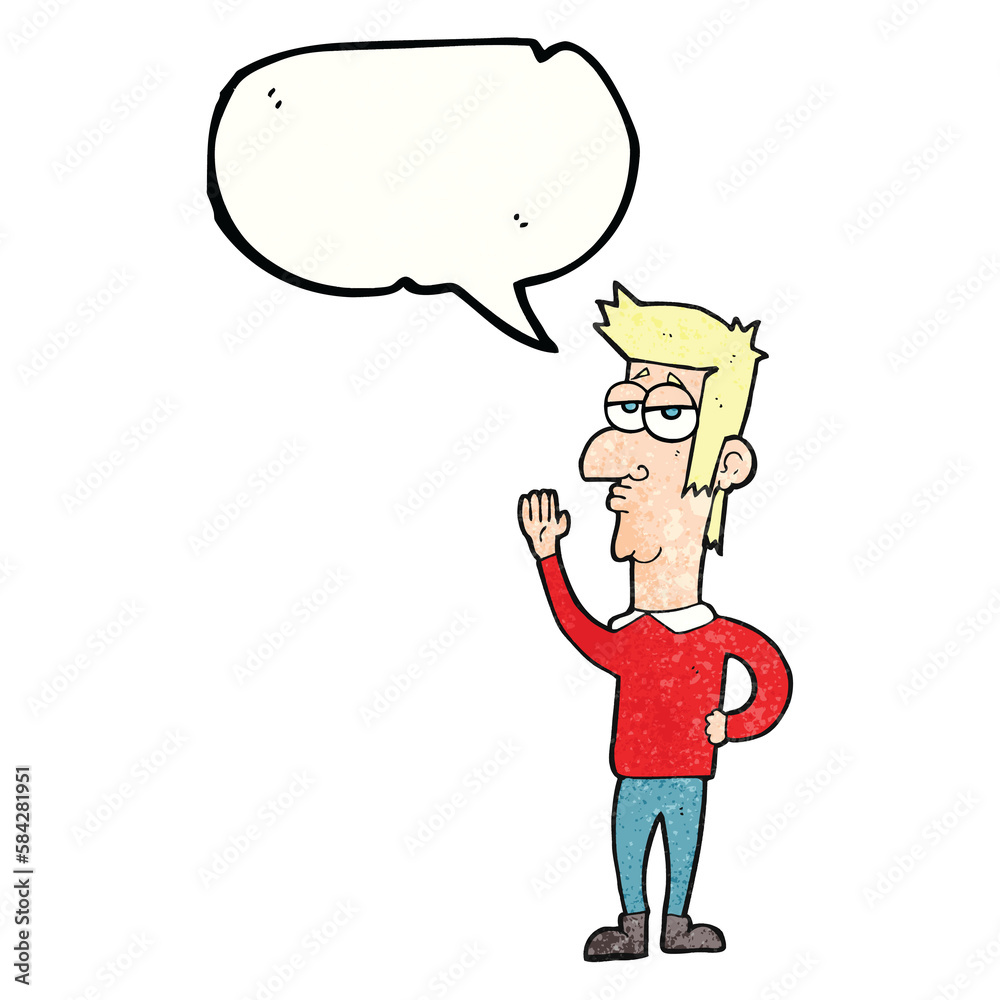 texture speech bubble cartoon man waving