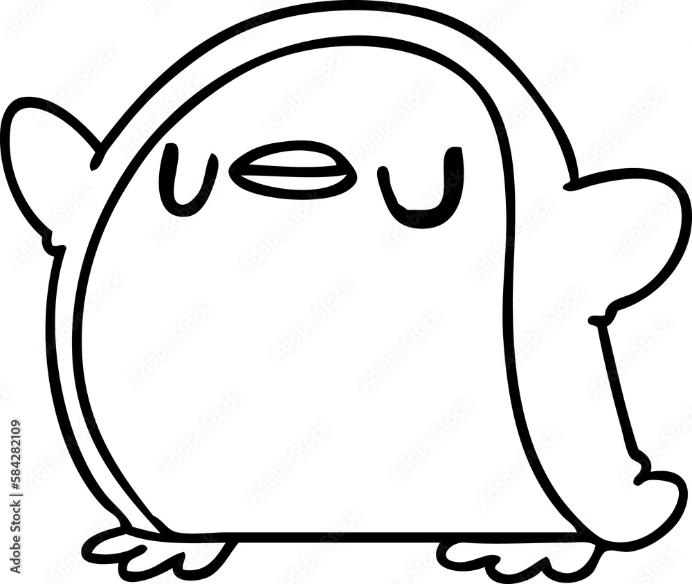 line drawing kawaii of a cute penguin line drawing kawaii of a cute penguin