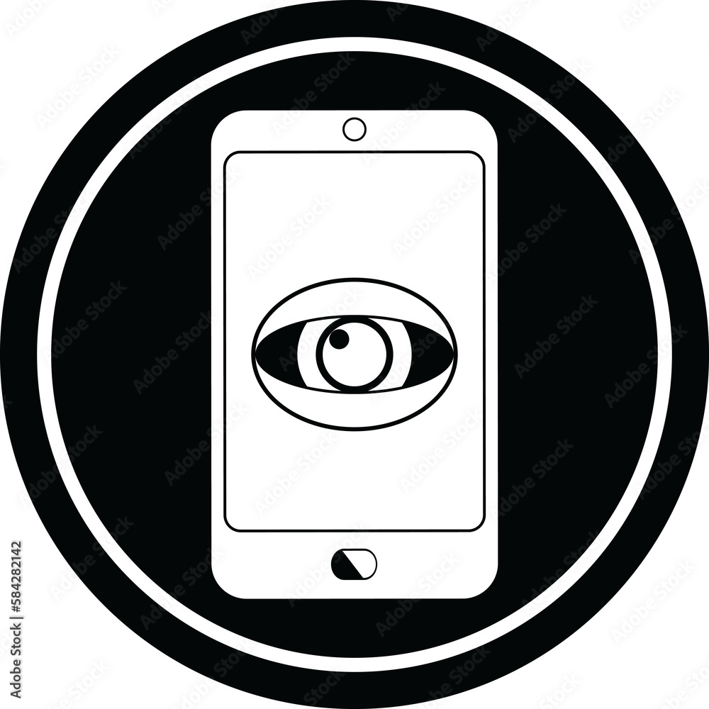 cell phone watching you circular symbol cell phone watching you circular symbol