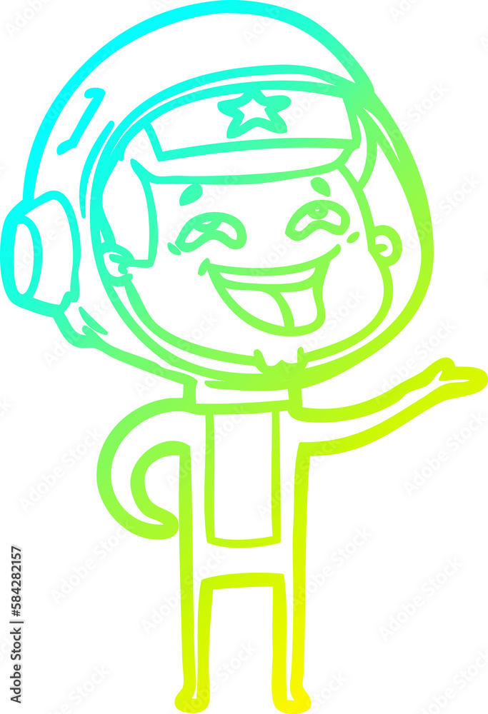 cold gradient line drawing cartoon laughing astronaut