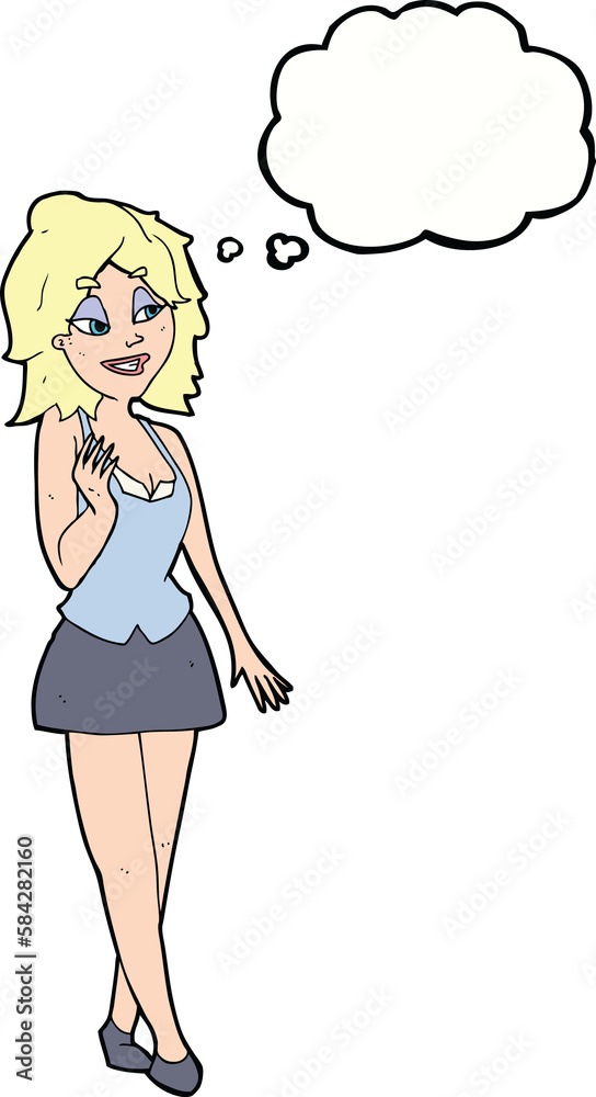 cartoon attractive office woman with thought bubble cartoon attractive office woman with thought bubble