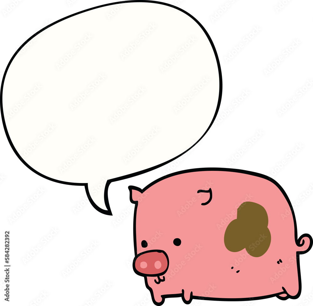 cartoon pig and speech bubble