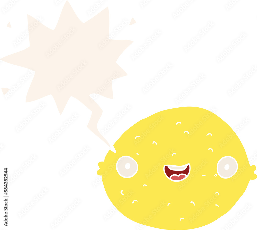 cartoon lemon and speech bubble in retro style cartoon lemon and speech bubble in retro style