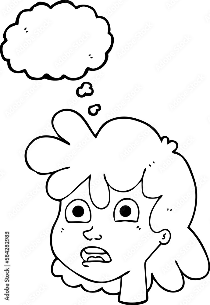 thought bubble cartoon female face