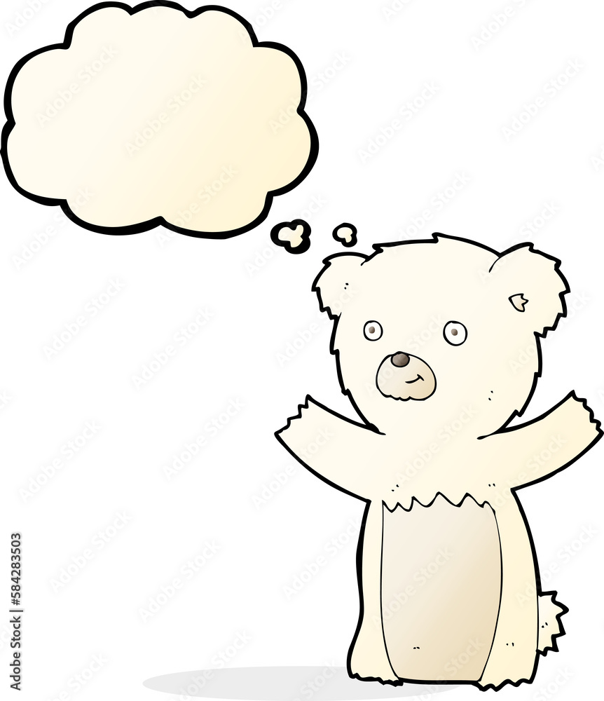 cartoon polar bear cub with thought bubble cartoon polar bear cub with thought bubble