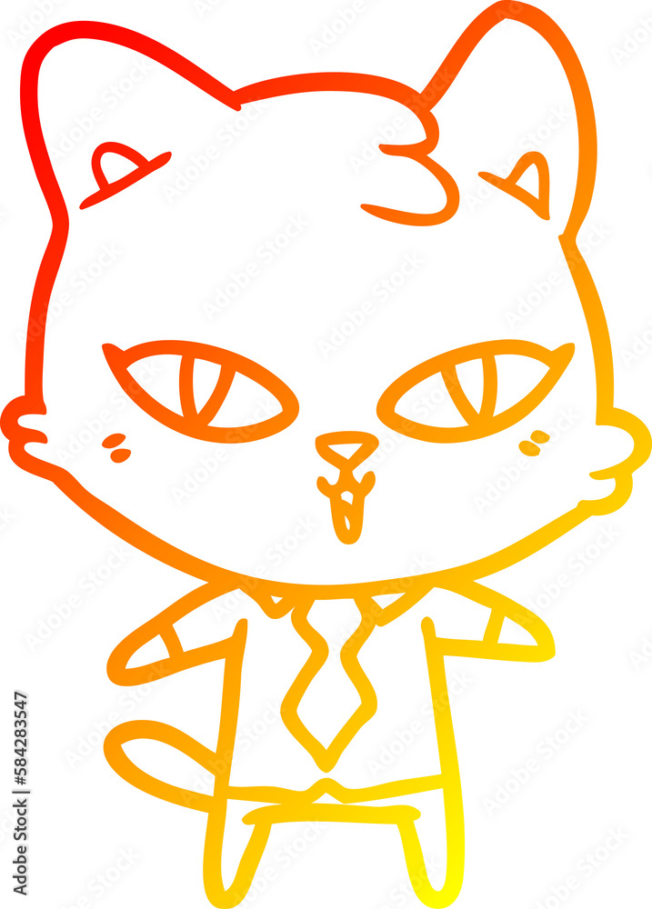 warm gradient line drawing cartoon cat warm gradient line drawing cartoon cat