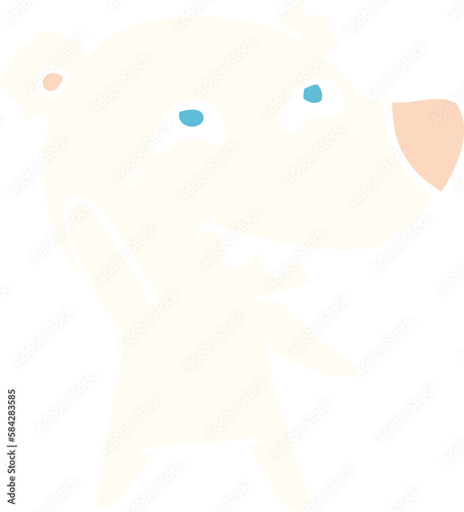 flat color style cartoon polar bear waving flat color style cartoon polar bear waving