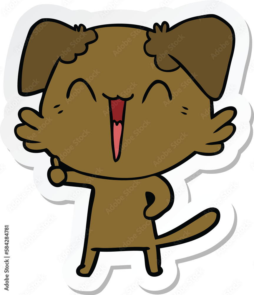 sticker of a happy little dog cartoon sticker of a happy little dog cartoon