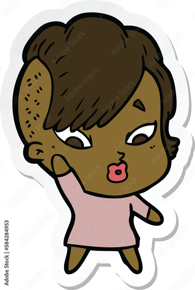 sticker of a cartoon surprised girl sticker of a cartoon surprised girl