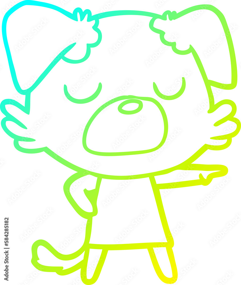 Fototapeta premium cold gradient line drawing cartoon dog