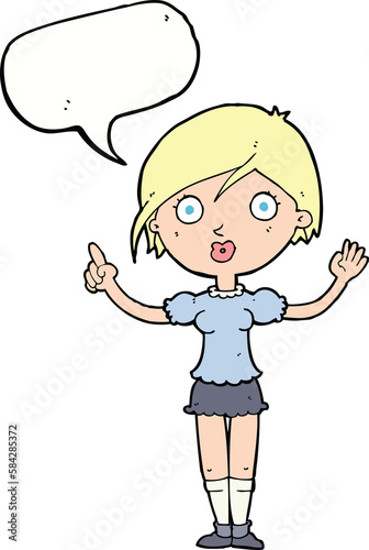 cartoon girl asking question with speech bubble