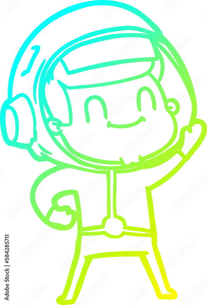cold gradient line drawing happy cartoon astronaut cold gradient line drawing happy cartoon astronaut