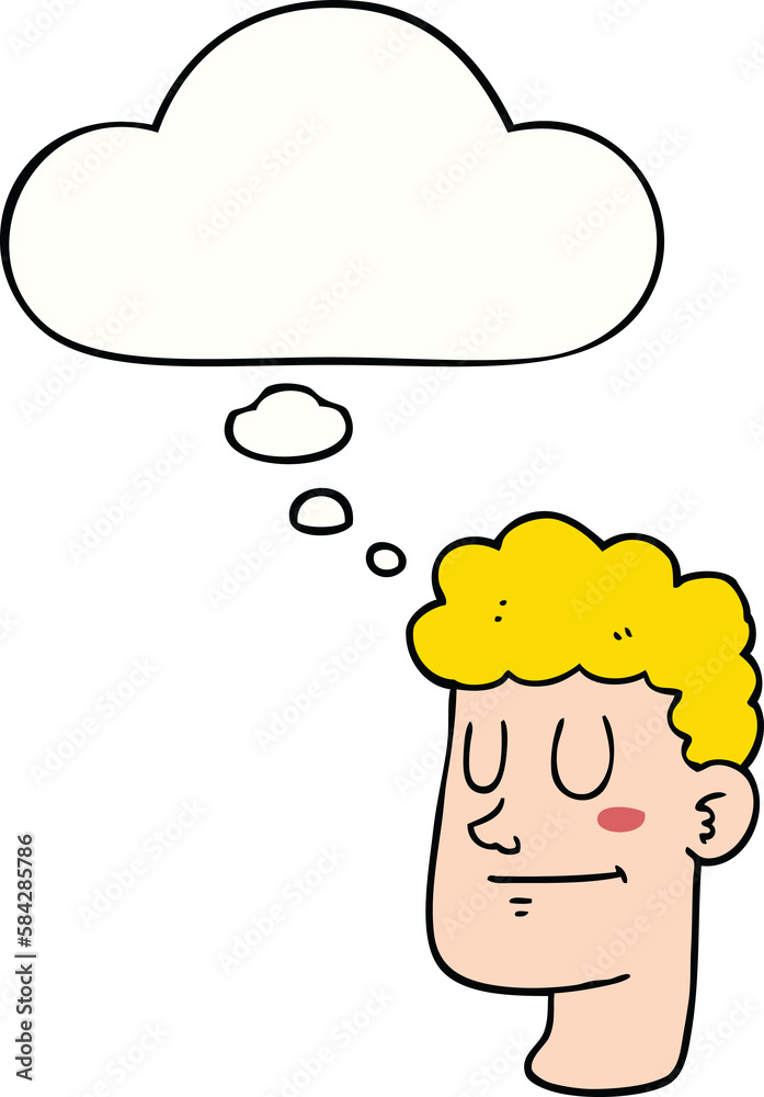 cartoon male face and thought bubble cartoon male face and thought bubble
