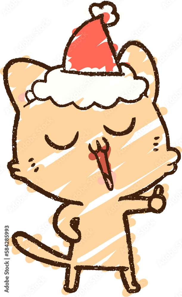 Christmas Cat Chalk Drawing Christmas Cat Chalk Drawing