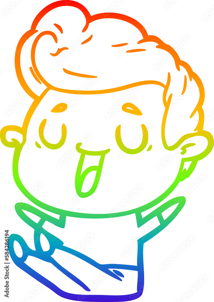 rainbow gradient line drawing happy cartoon man rainbow gradient line drawing happy cartoon man